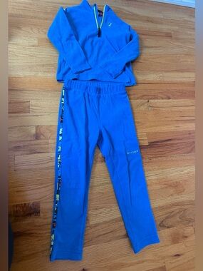 SPYDER Boy’s Blue Fleece 1/4 Zip Top and Pants Matching Set Size 6/7